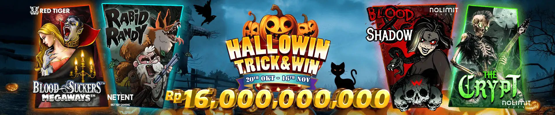 NO LIMIT CITY, RED TIGER & NET ENT - Hallowin Trick N' Win